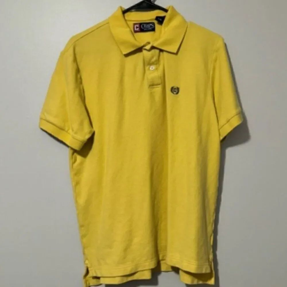 USED Men's Chaps Short Sleeve Polo Shirt Color Yellow Size Large